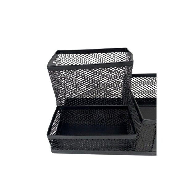 Metallic Mesh Desk Paper Box Organizer Tri-Basket Holder‎ Black - Picture 5 of 9